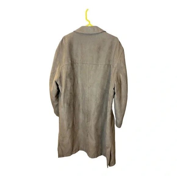 Roberto Baroso Faux Suede Coat Heavy Plaid Lining Wool Blend Size 42T
